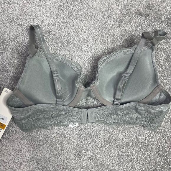 DKNY T-Shirt Bra 34A Gray Push-Up Back Closure Convertible Padded Lace - Picture 4 of 11